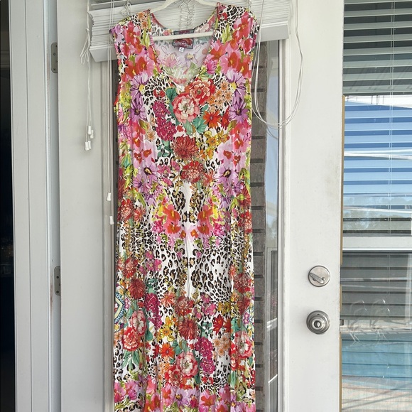 Johnny Was Vibrant Floral Midi Dress - Picture 3 of 5